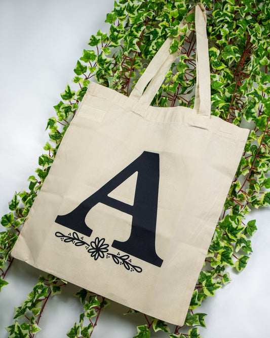 Personalised Initial Floral Tote Bag