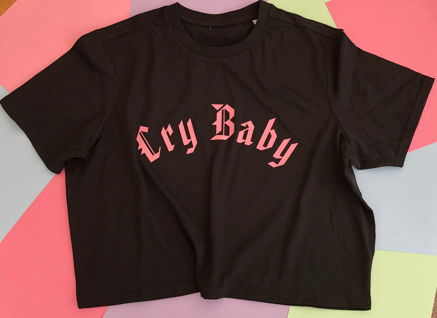 Cry baby Slogan Crop Boxy T-shirt | Cropped | Cute Crop Top | Gift | Attitude | Rebel | Punk Rock