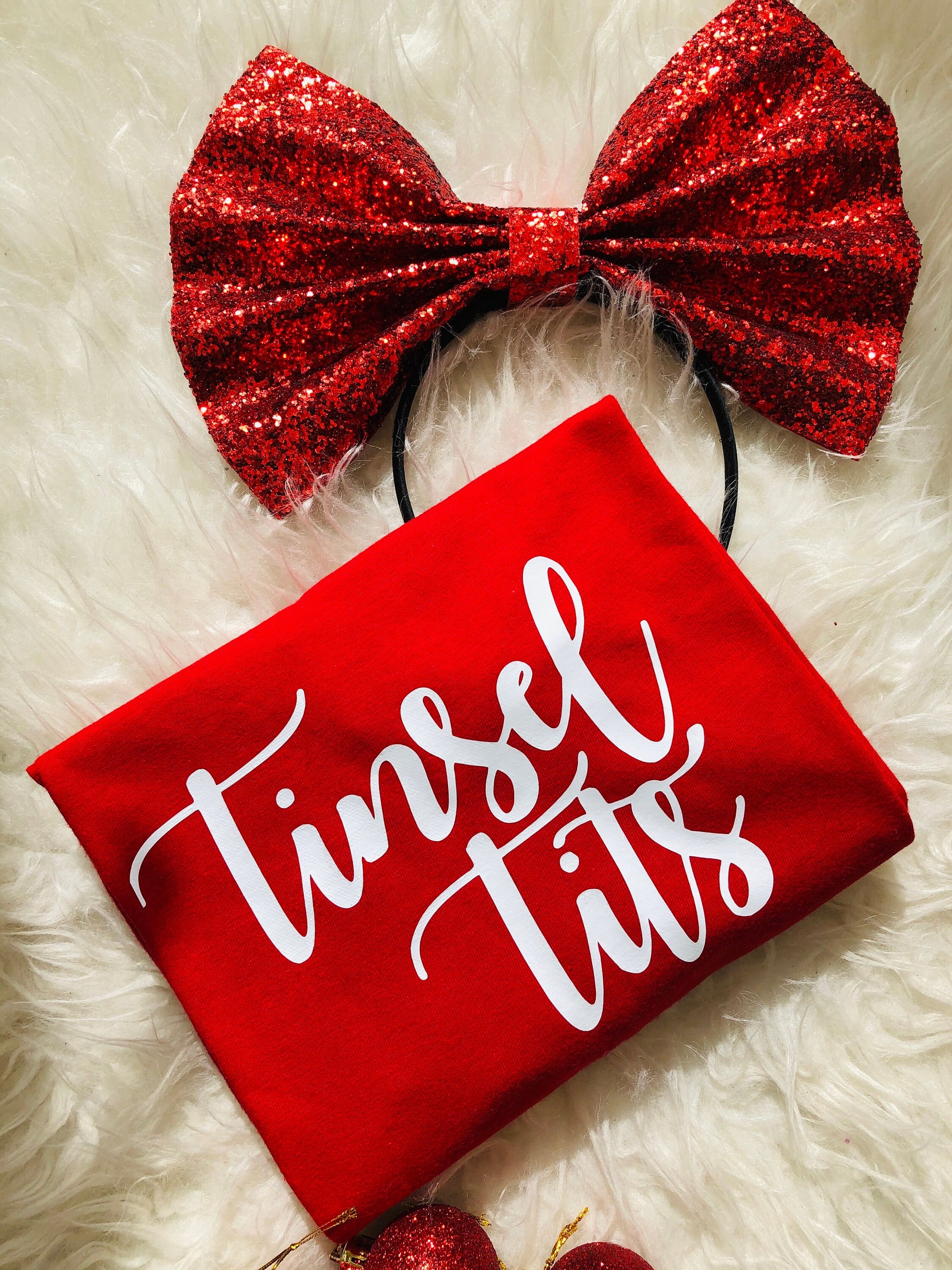 Tinsel Tits Christmas Slogan T-shirt