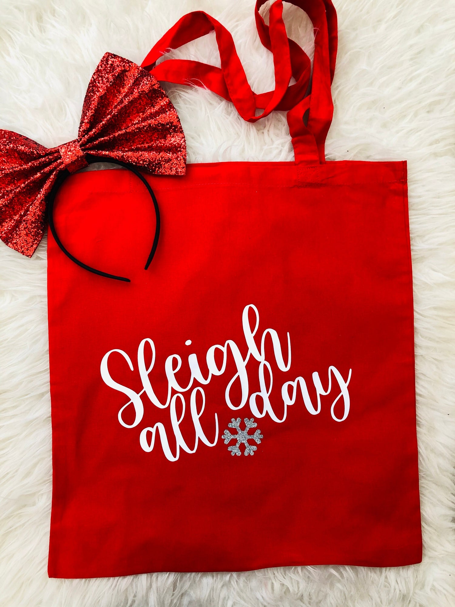 Sleigh All Day Christmas Tote Bag