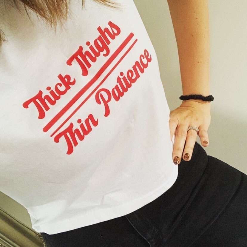 Thick Thighs, Thin Patience Slogan Crop Boxy T-shirt