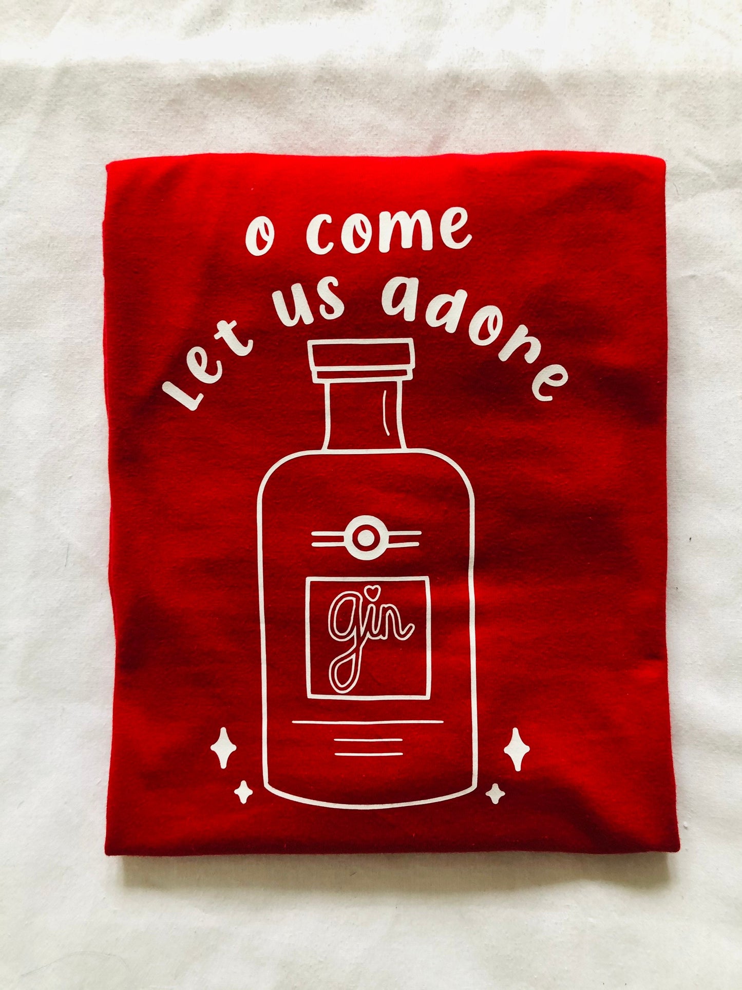 O Come Let Us Adore Gin Christmas Slogan T-shirt