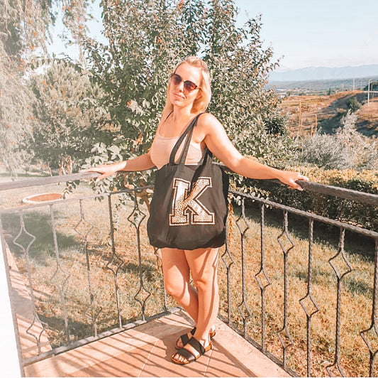 Initial Maxi Tote Bag | Personalised, Monogram Large Bag | Yasmin Danae Designs