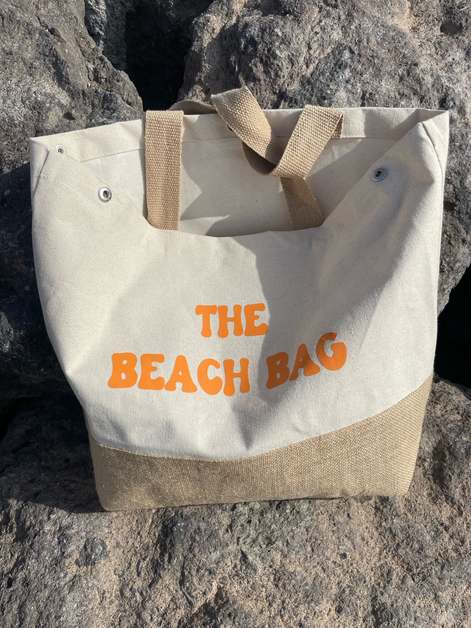 Personalised Canvas & Jute Beach Bag | Personalised Tote Bag | Stylish Shopper Bag | Natural Jute