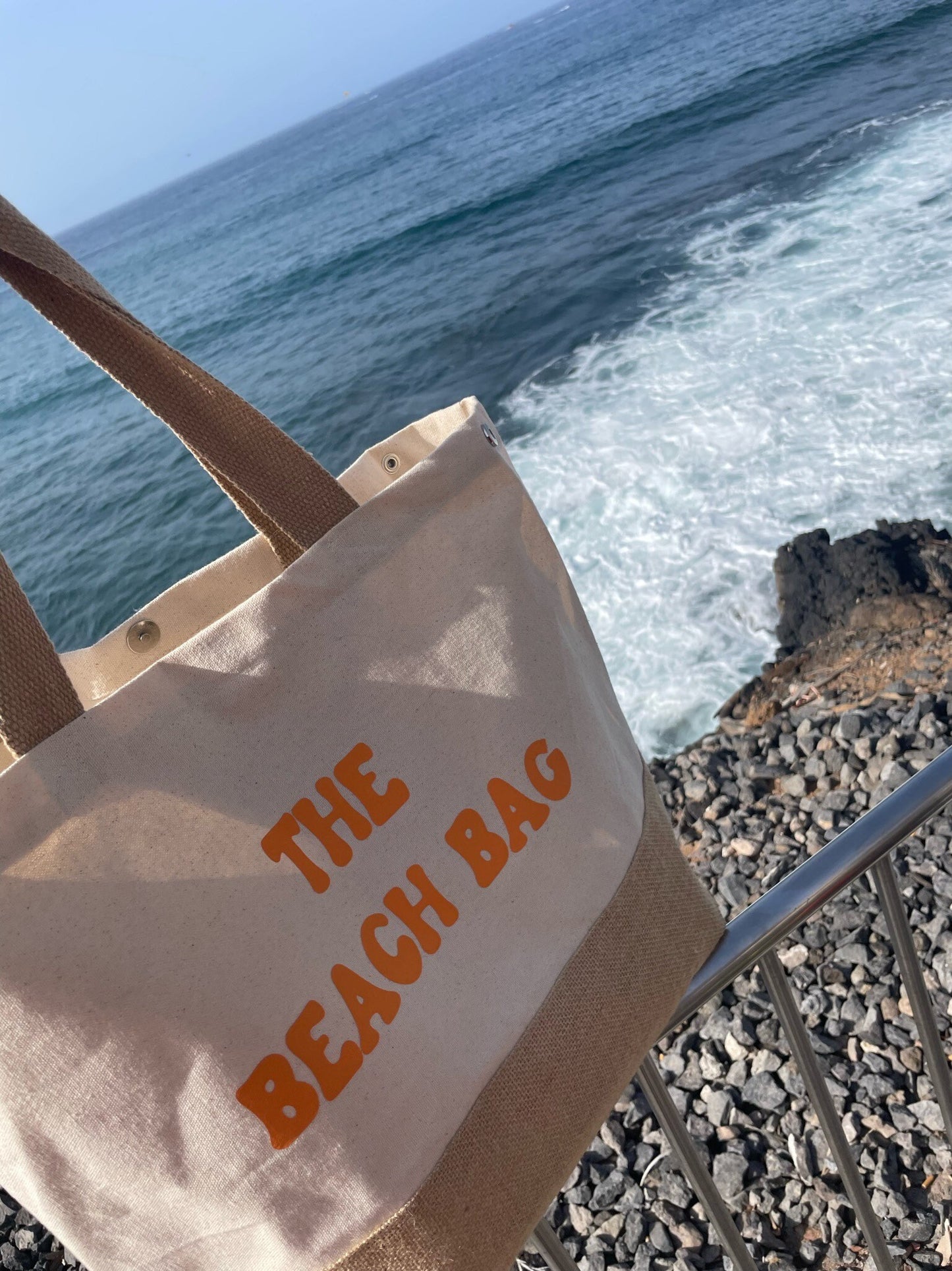 Personalised Canvas & Jute Beach Bag | Personalised Tote Bag | Stylish Shopper Bag | Natural Jute