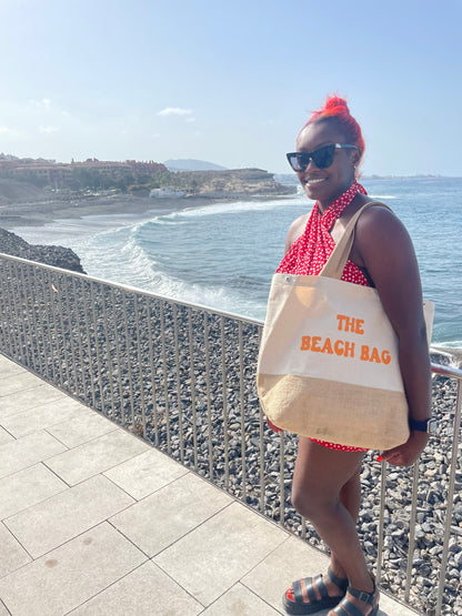 Personalised Canvas & Jute Beach Bag | Personalised Tote Bag | Stylish Shopper Bag | Natural Jute