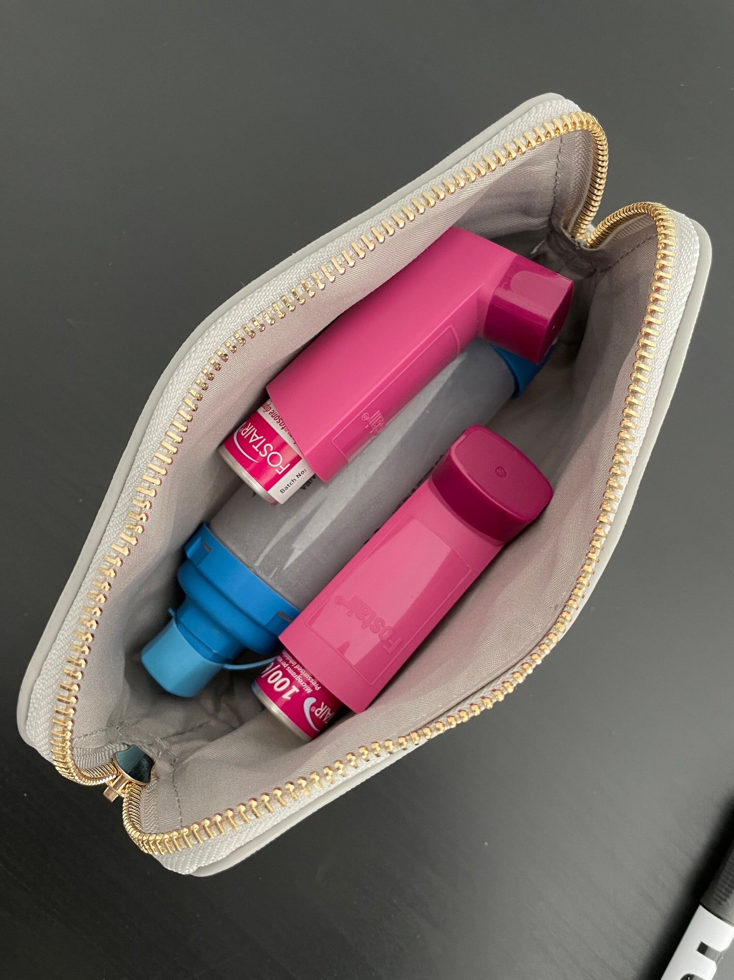 Inhaler Carry Case Holder , Faux Leather Pouch, Allergy Kit With Inhalers Inside