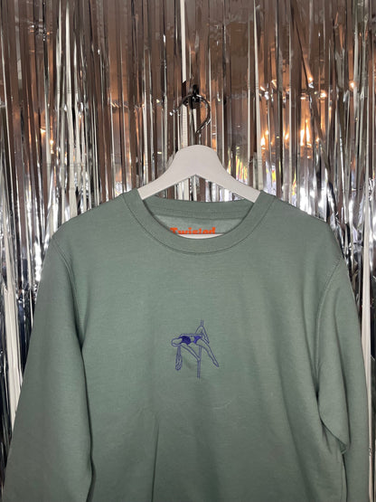 Personalised Embroidered Aerial Portrait From Photo Sweatshirt, Custom Portrait Embroidery Pole Dance Fitness, Custom Photo Embroidery
