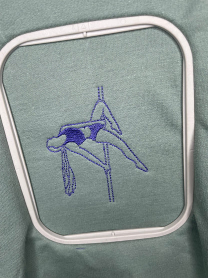 Personalised Embroidered Aerial Portrait From Photo Sweatshirt, Custom Portrait Embroidery Pole Dance Fitness, Custom Photo Embroidery