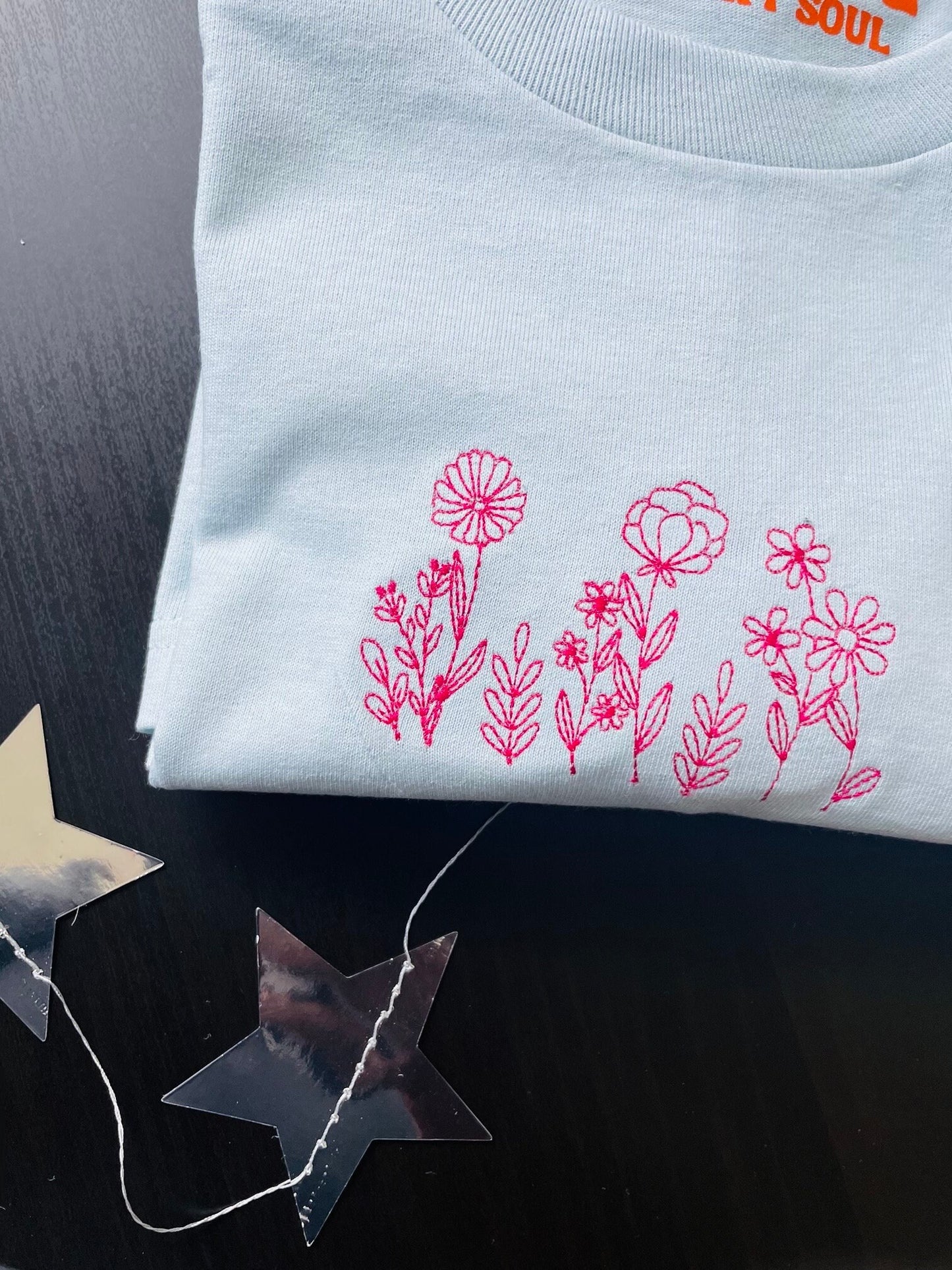 Wildflowers Embroidered Crew Neck T-shirt, Unisex tshirt, Gardening, Floral Embroidery, Botanical Gift, Flower Aesthetic, Plant Lady Shirt