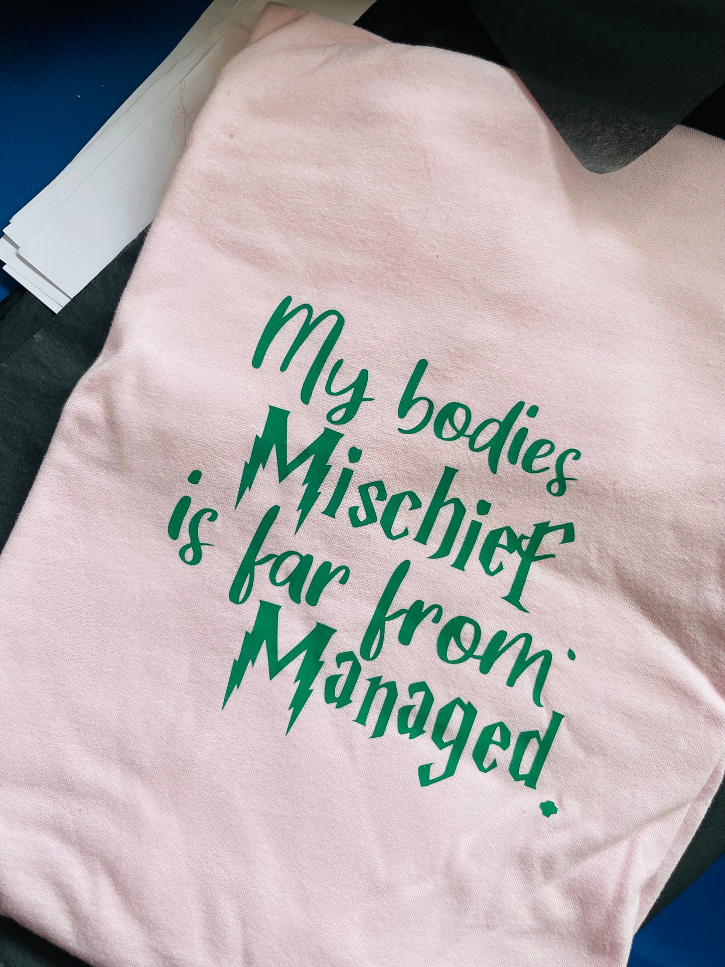 My Body’s Mischief Is Far From Managed Crew Neck T-shirt, Unisex Tshirt , Chronic Illness Warrior, Invisible Illness