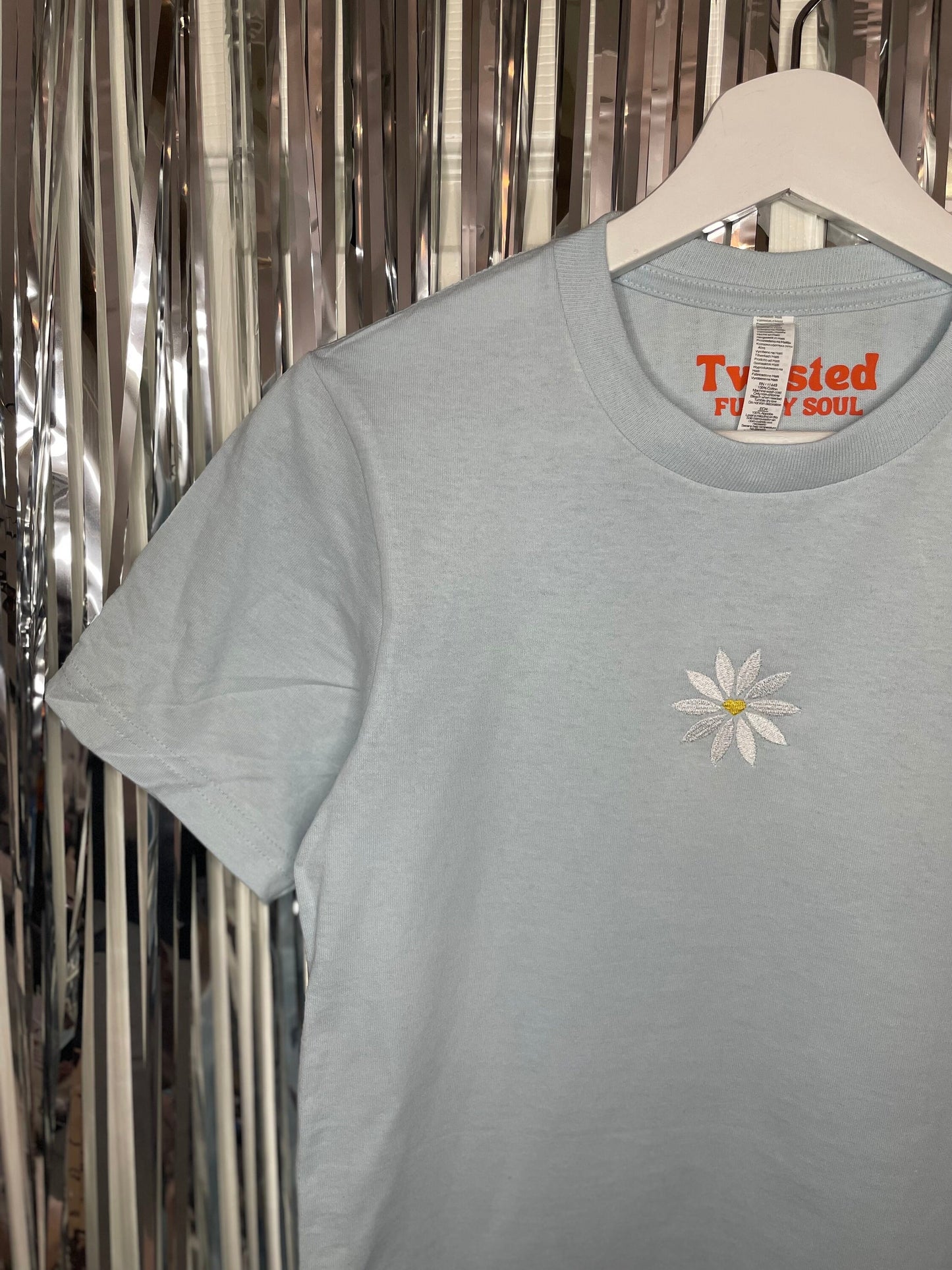 Daisy Embroidered Crewneck T-shirt, Lovely Floral, Gifts For Her, Gifts For Mom