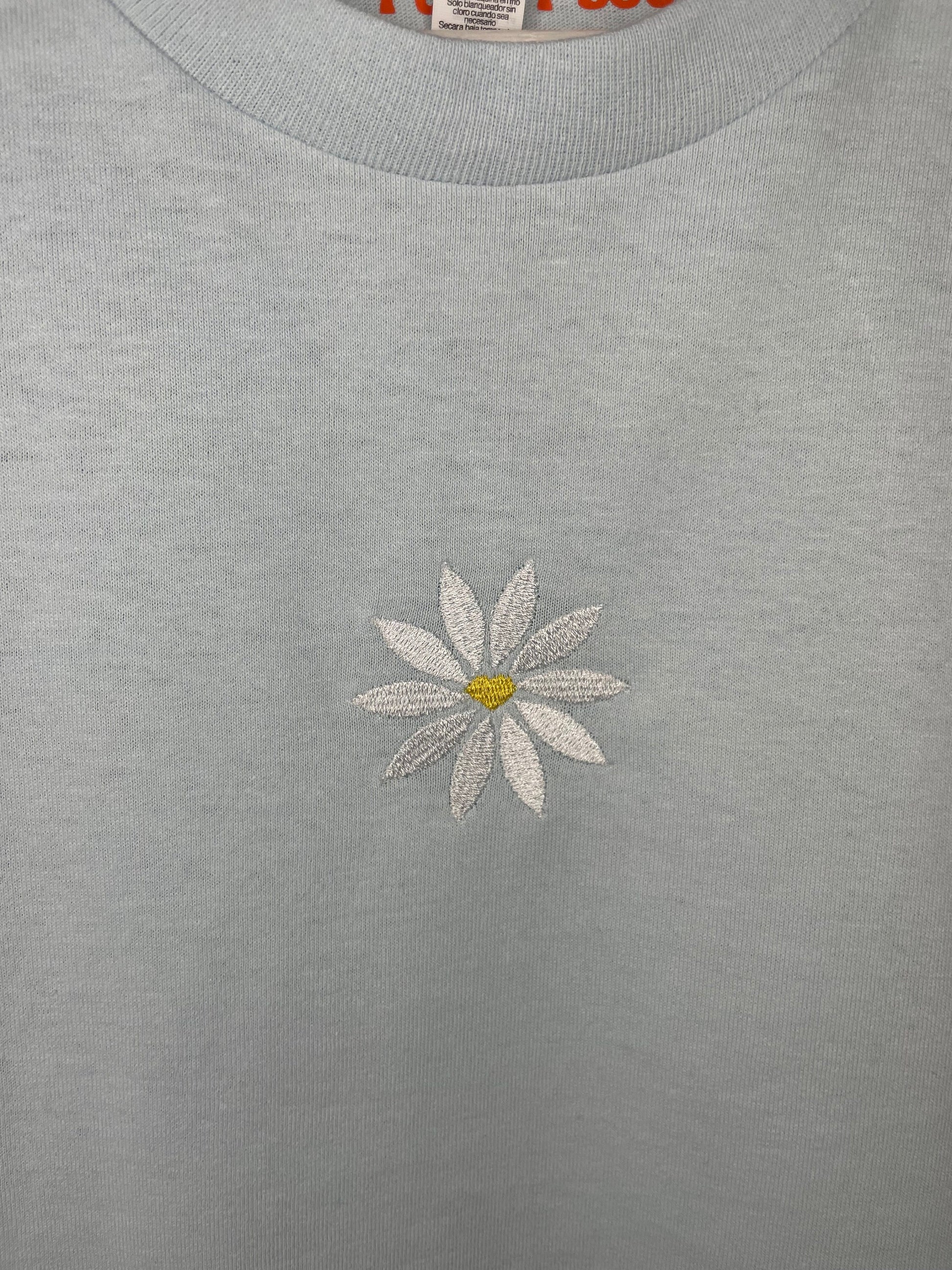 Daisy Embroidered Crewneck T-shirt, Lovely Floral, Gifts For Her, Gifts For Mom